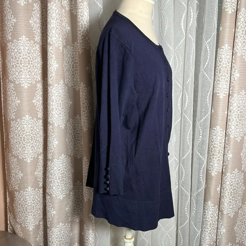Premise Studio Woman cardigan in Navy w/ 3/4 sleeve size 1x